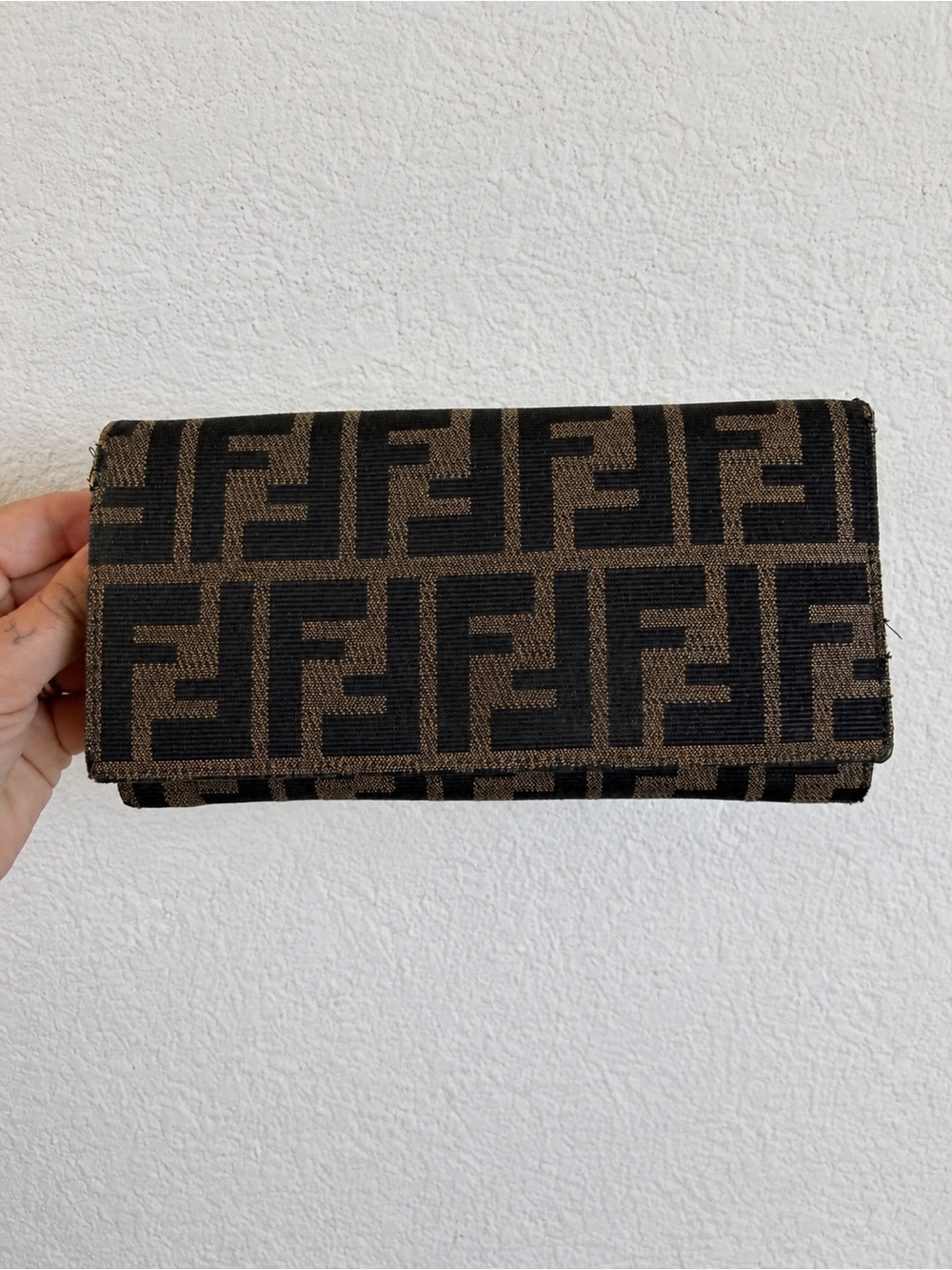 Fendi Black & Brown FF Logo Fold Wallet